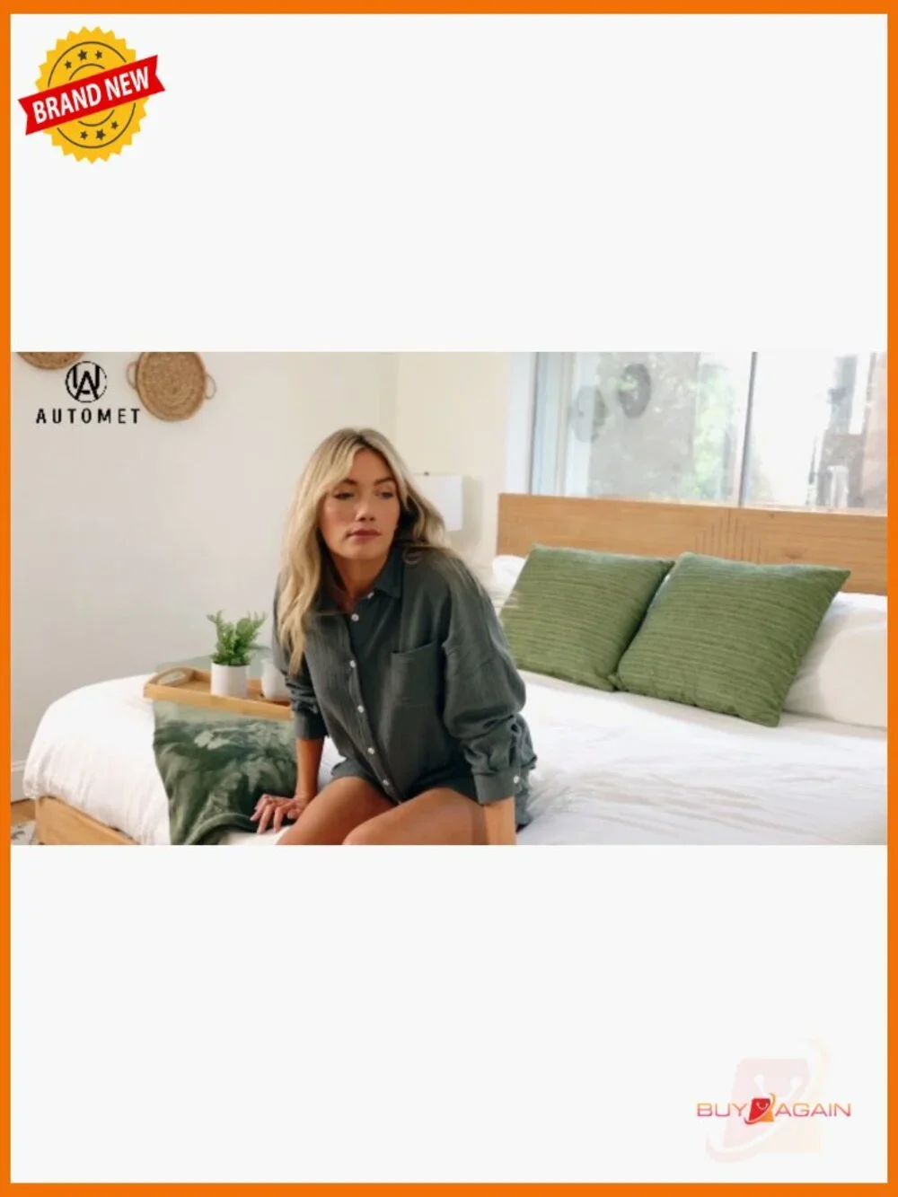 Matching Pajama Set - Button Down Top and Shorts Loungewear